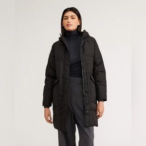 Everlane Black Long Puffer Coat with Hood